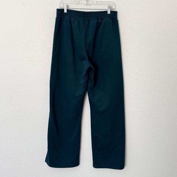 [Pact] Celestial Teal Wide Leg High Rise Sweatpants Courtside Fleece Sz Large L - Picture 2 of 12